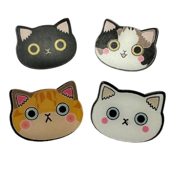 unbranded Jewelry - Lot of Four Cut Acrylic Cat Head Lapel Pins